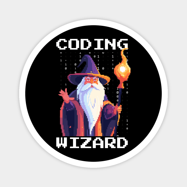 Pixel Coder Coding Wizard Magnet by The WYLD Tribe